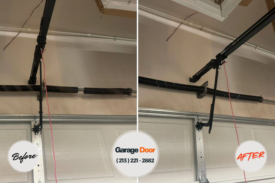 Before and after: garage door repair Brooklyn, MI